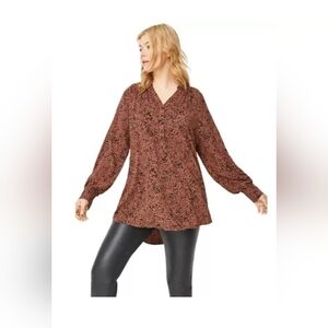 ellos NWT Women's Size 14/16 3-Button Y-Neck Tunic